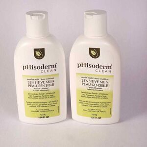 2 Phisoderm Sensitive Skin Cream Cleanser‎ Fragrance Free Gentle Mild 6oz